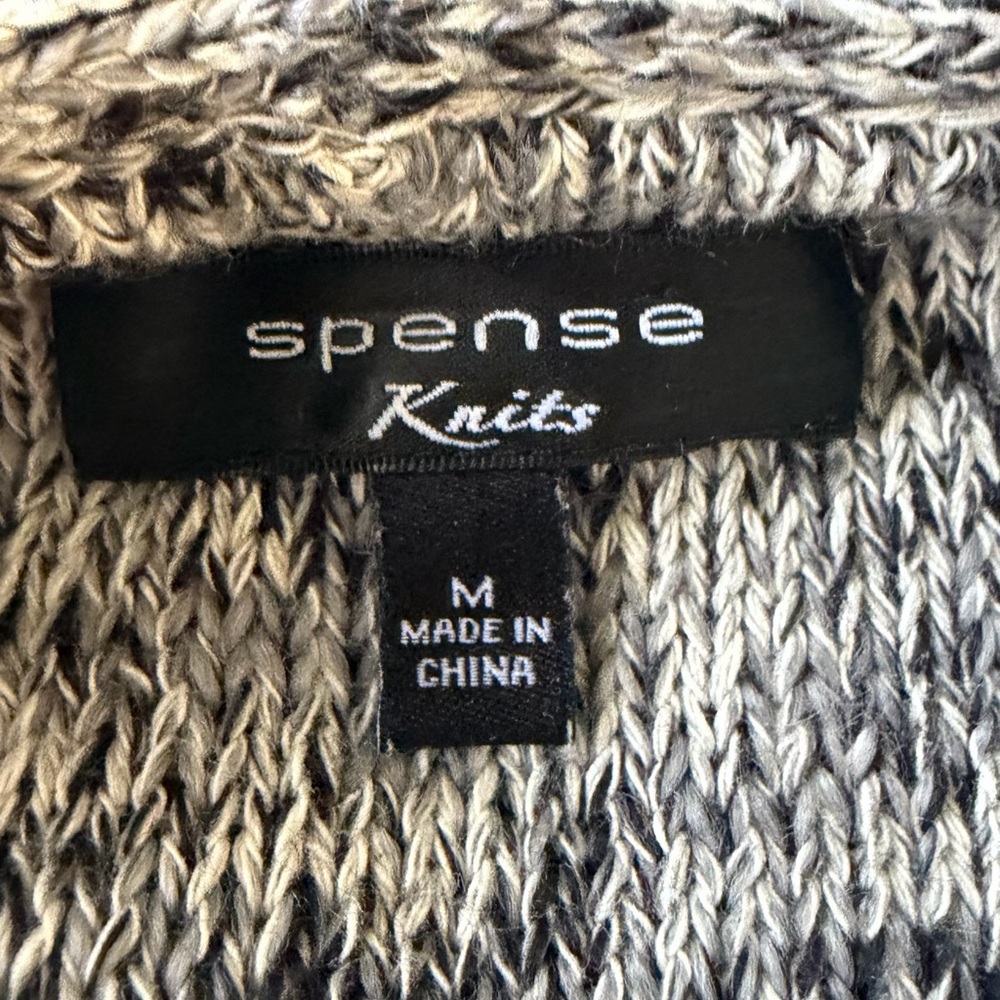 Spence Knits Women’s Cozy Gray/Black/Cream Tassel Cowl Neck Sweater Size M - Picture 5 of 5
